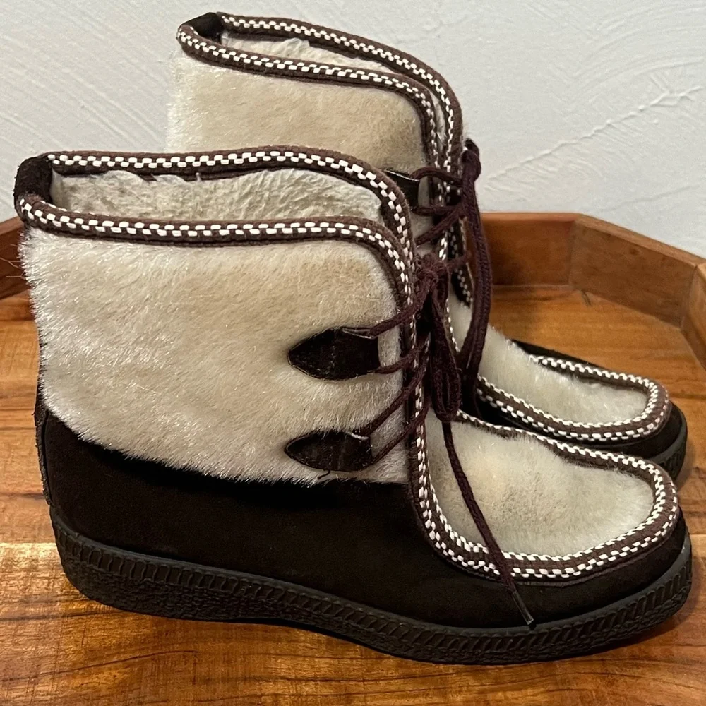 Vintage ski lounger calf hair snow boots 5 / 36